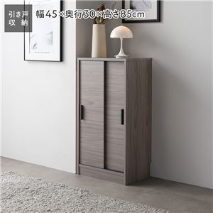 スリム 収納棚 キャビネット 約幅45×奥行30cm グレージュ 引き戸 可動棚 背面なし リビング収納 キッチン収納 収納家具