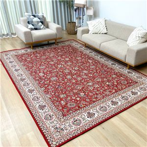 洗えて畳める 撥水加工 デザインカーペット 約130×190cm レッド