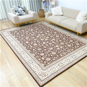 洗えて畳める 撥水加工 デザインカーペット 約130×190cm ブラウン