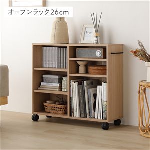 キャスター付き オープンラック 〔 約幅75×奥行26×高さ66.7cm ナチュラル 〕 収納 ラック 収納家具 組立品
