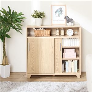 薄型 リビング収納 約幅80cm 引き戸タイプ 脚付 収納棚 収納ラック インテリア家具 収納家具 リビング ダイニング