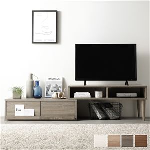 伸縮 テレビボード 引き出しタイプ 幅90cm グレージュ ローボード コーナータイプ テレビ台 テレビラック TVボード TV台 組立品