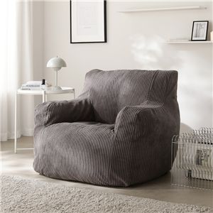 圧縮ウレタン クッションソファ 1人掛け 単品 コーデュロイ チャコールグレー 洗える カバーリング ソファ