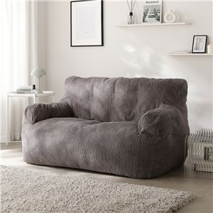 圧縮ウレタン クッションソファ 2人掛け 単品 コーデュロイ チャコールグレー 洗える カバーリング ソファ