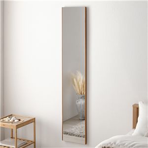 割れない ミラー フィルムミラー 約30×150cm ナチュラル 木目調 超軽量 壁掛け 立て掛け マグネット 3WAY 姿見鏡 完成品