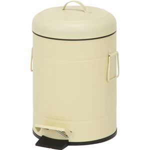 ダストボックス ゴミ箱 5L 約幅260mm 円形 アイボリー スチール ふた付 ペダル式 ラウンドペダルペール キッチン 台所