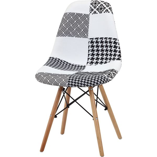 イームズ パッチワークシェルチェア BK／WH ブラック／ホワイト 組立式【代引不可】