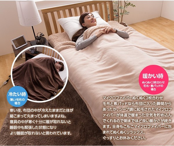 マイクロファイバーぬくぬく敷パッド(アルミシート入) ダブル ブラウン