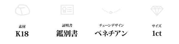 K18 1ctダイヤモンドペンダント/ネックレス ベネチアンチェーン(鑑別書付き)