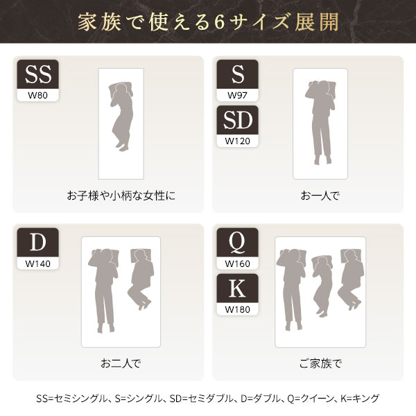 家族で使える6サイズ展開
