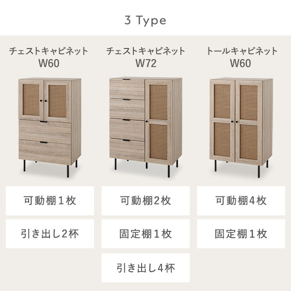 「ラタン調チェストキャビネット『WEAVA ウィーヴァ』」の人気の理由②