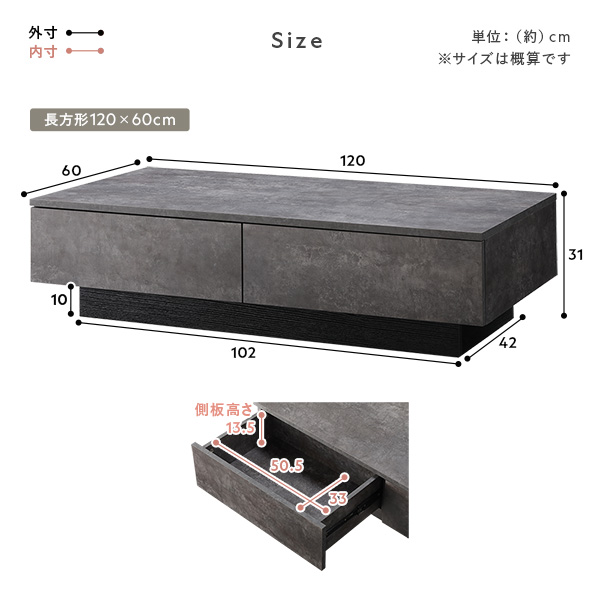 サイズ(長方形120×60cm)