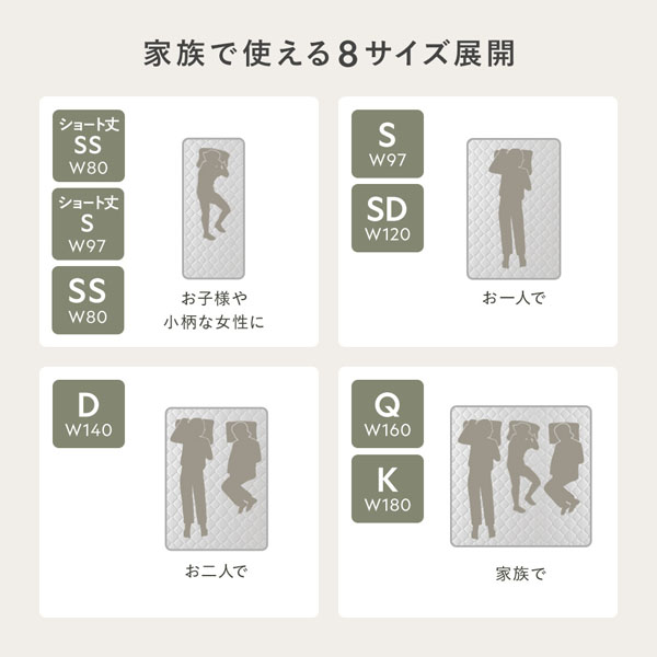 家族で使える8サイズ展開