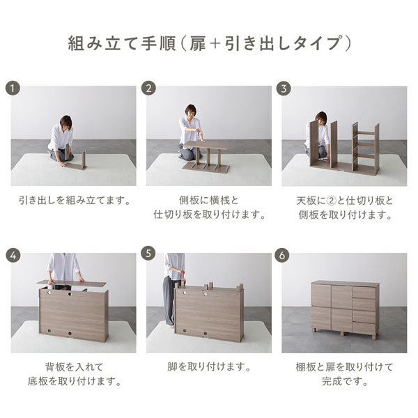 組み立て手順(扉+引き出しタイプ)